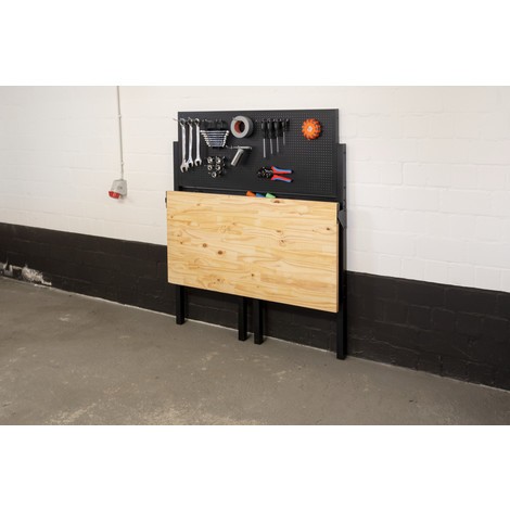 Immagine del prodotto n. 8: HEMMDAL Banco da lavoro, pieghevole, portata 150 kg, parete perforata con 10 ganci