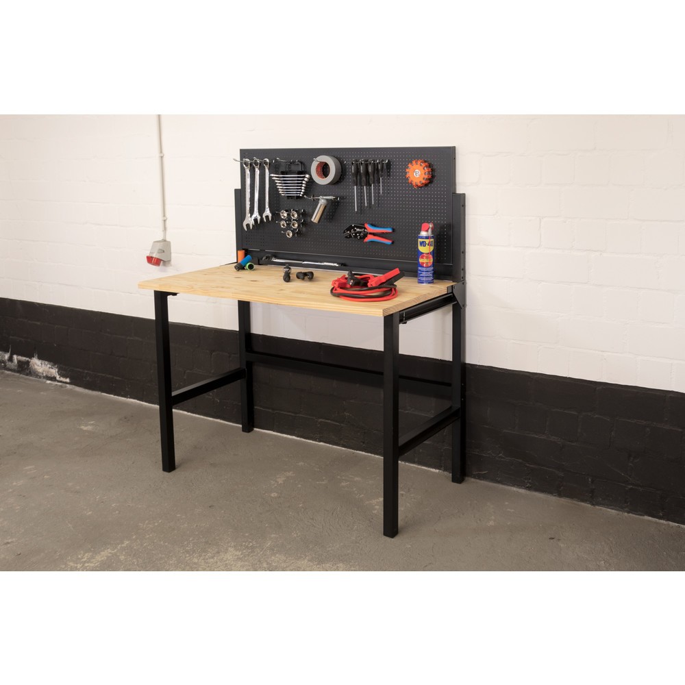 Immagine del prodotto n. 9: HEMMDAL Banco da lavoro, pieghevole, portata 150 kg, parete perforata con 10 ganci