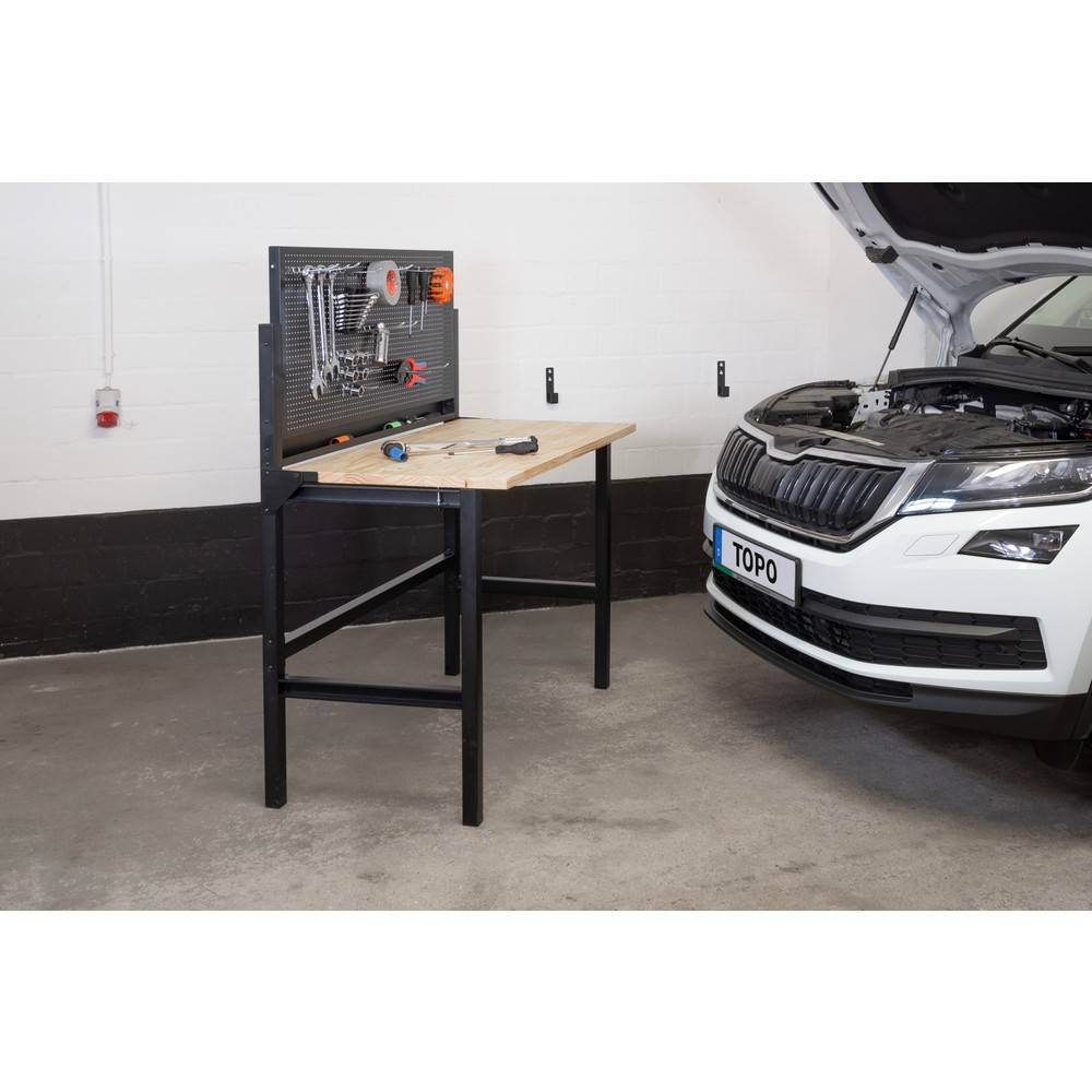 Immagine del prodotto n. 10: HEMMDAL Banco da lavoro, pieghevole, portata 150 kg, parete perforata con 10 ganci