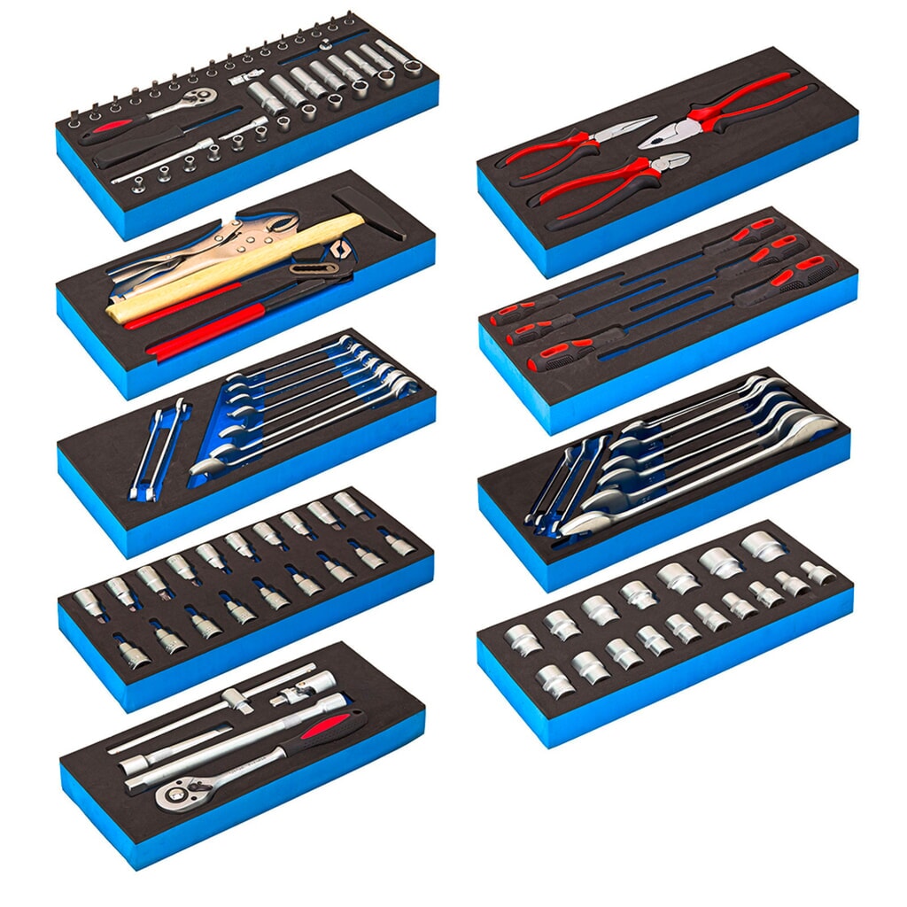 Immagine del prodotto n. 4: HEMMDAL Carrello da officina, incl. assortimento di utensili da 115 pezzi, blu
