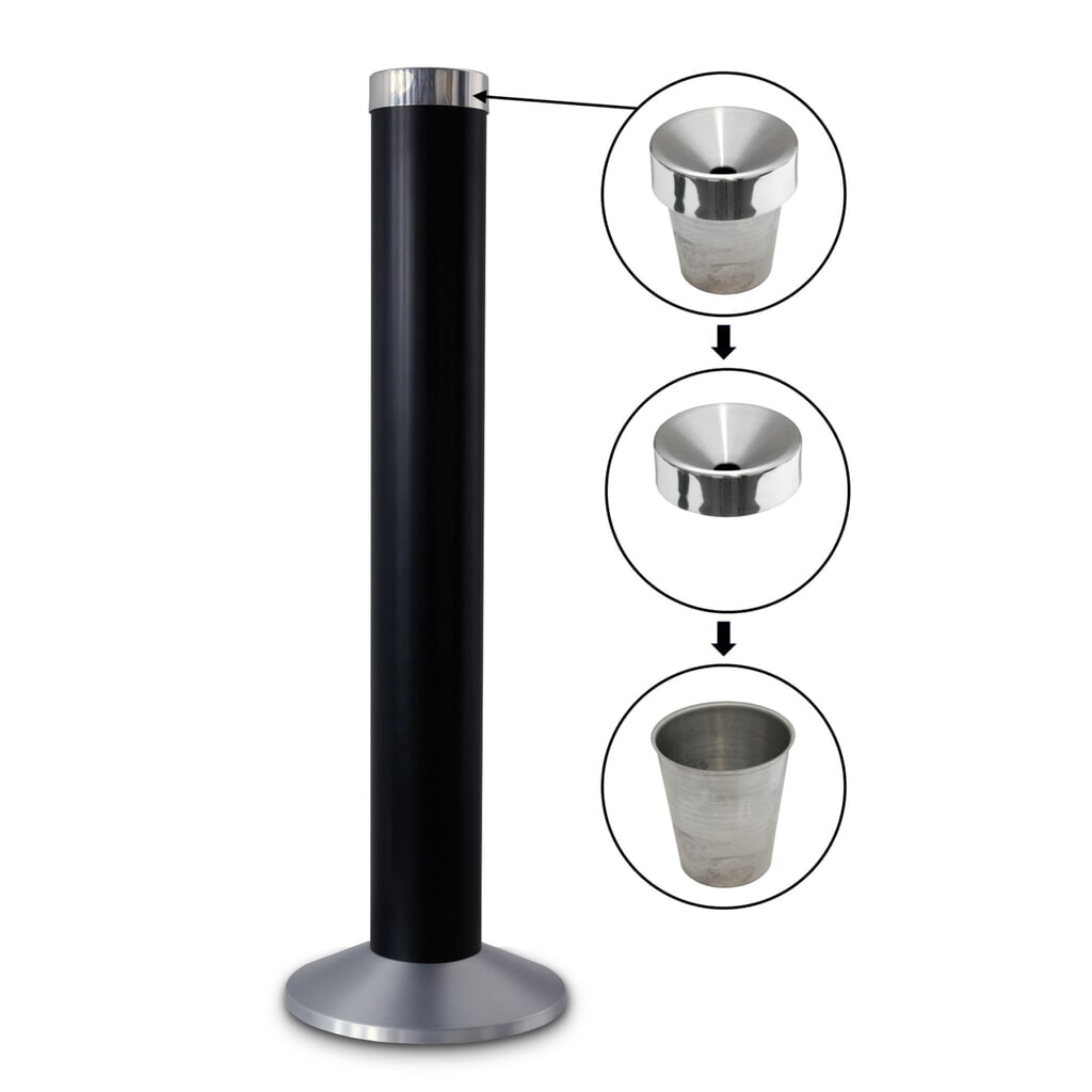 HEMMDAL Colonna posacenere in alluminio, nero Immagine del prodotto n. 2: HEMMDAL Colonna posacenere in alluminio, nero
