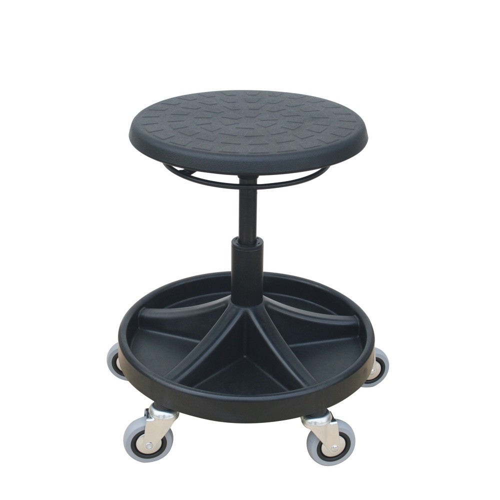 Immagine del prodotto: Sgabello girevole HEMMDAL, sedile in PU, altezza sedile 400-530 mm, vaschetta portautensili, ruote