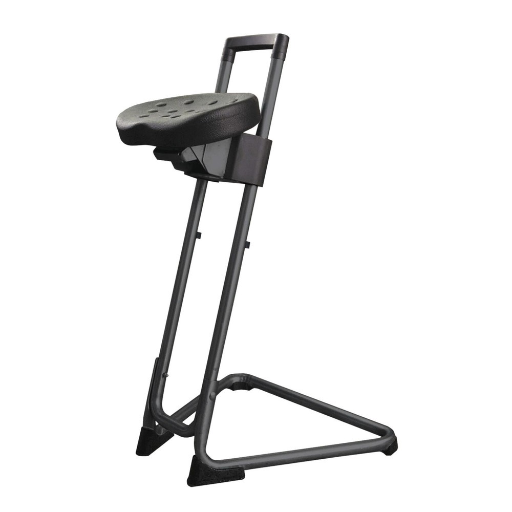 Immagine del prodotto: Sgabello HEMMDAL, sedile in similpelle comfort pieghevole e inclinabile, altezza sedile 600-850 mm, nero