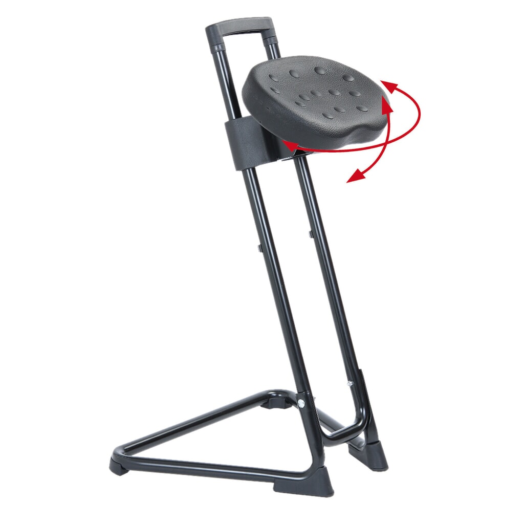 Immagine del prodotto n. 3: Sgabello HEMMDAL, sedile in similpelle comfort pieghevole e inclinabile, altezza sedile 600-850 mm, nero