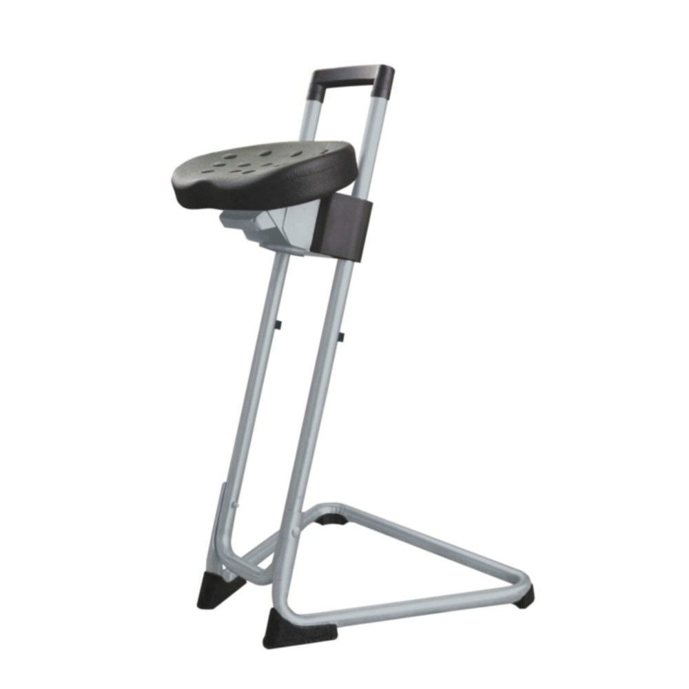 Immagine del prodotto: Sgabello HEMMDAL, sedile in similpelle comfort pieghevole e inclinabile, altezza sedile 600-850 mm, grigio chiaro