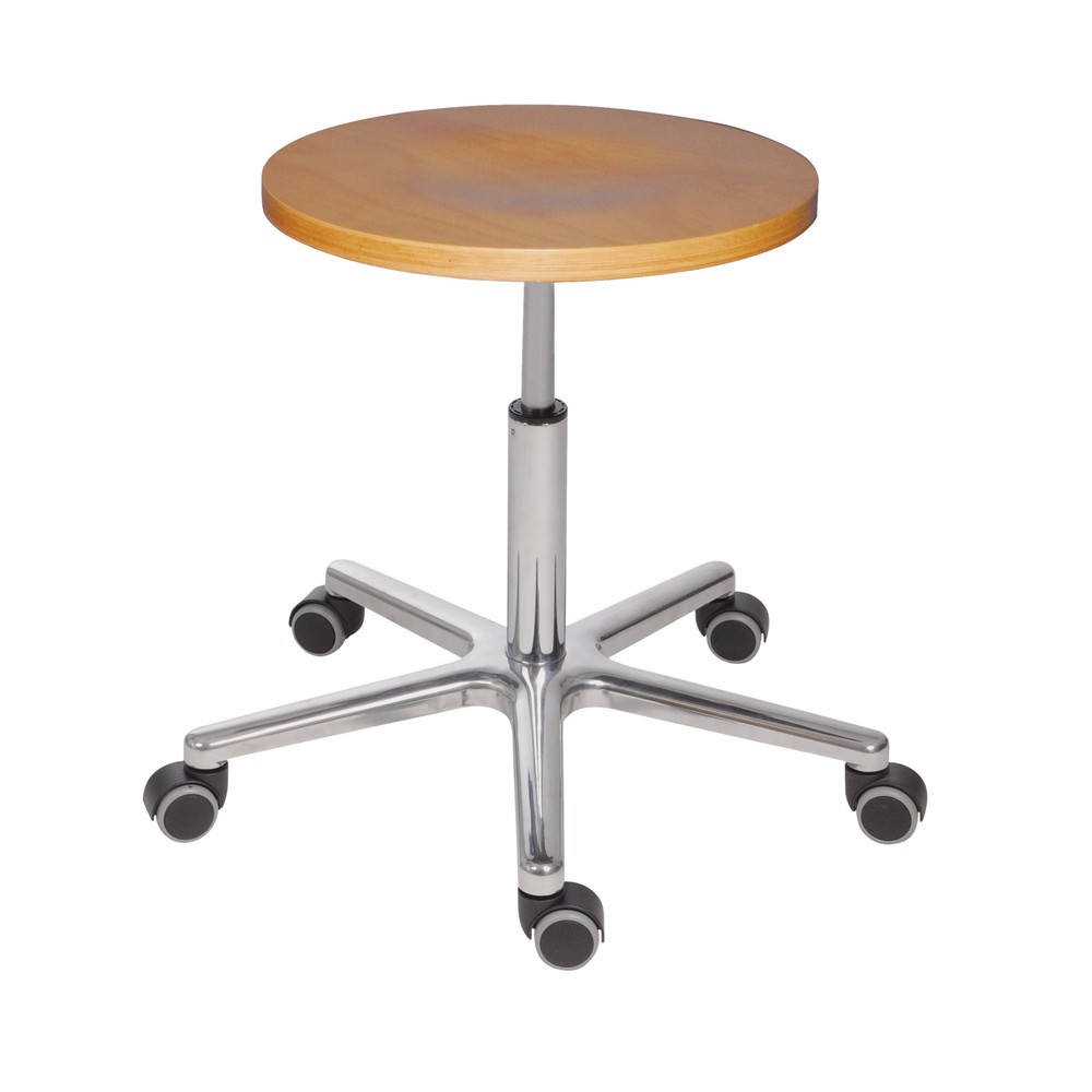 Immagine del prodotto: Sgabello girevole HEMMDAL XXL, sedile in faggio, altezza sedile 470-650 mm, ruote