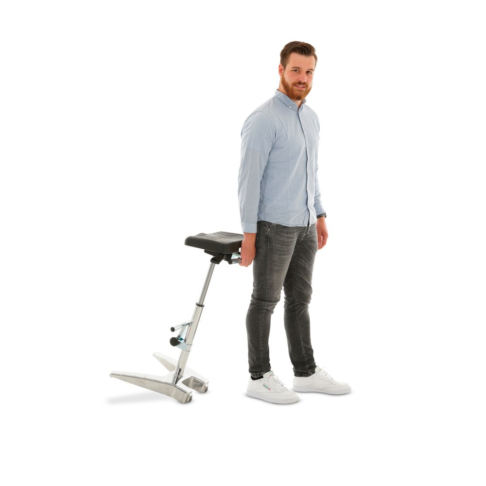 Immagine del prodotto n. 3: Ausilio per la posizione eretta HEMMDAL XXL, sedile extra largo in PU + maniglia per il trasporto, altezza sedile 700-880 mm, poggiapiedi