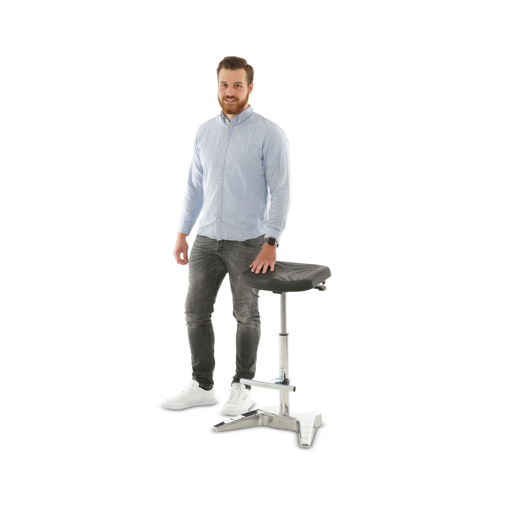 Immagine del prodotto n. 4: Ausilio per la posizione eretta HEMMDAL XXL, sedile extra largo in PU + maniglia per il trasporto, altezza sedile 700-880 mm, poggiapiedi