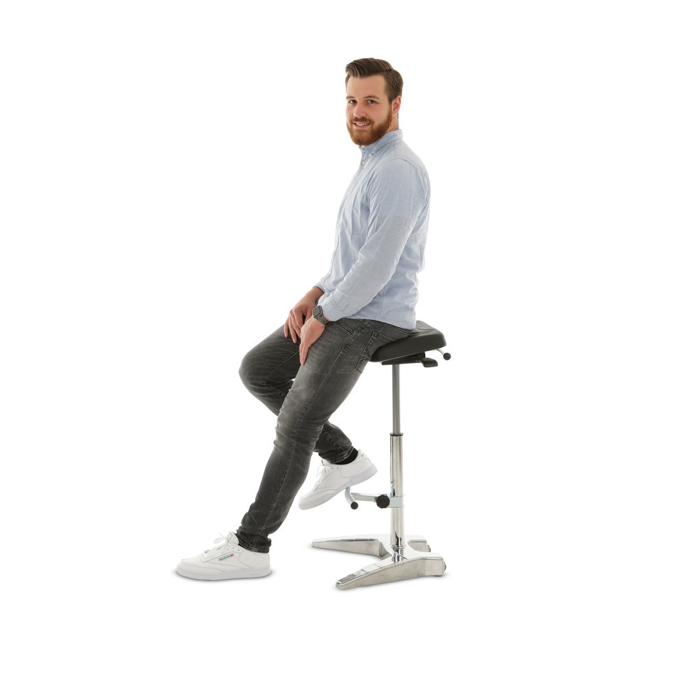 Immagine del prodotto n. 5: Ausilio per la posizione eretta HEMMDAL XXL, sedile extra largo in PU + maniglia per il trasporto, altezza sedile 700-880 mm, poggiapiedi
