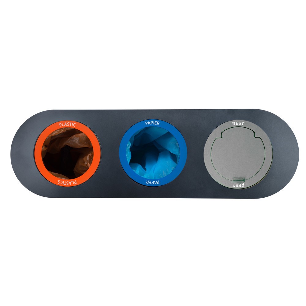 Immagine del prodotto n. 2: Impianto di raccolta differenziata LUNE Split, bianco, antracite, 3x38 litri