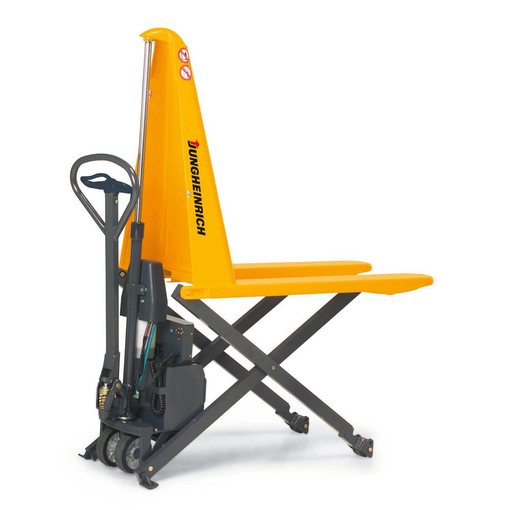 Immagine del prodotto n. 1: Transpallet a pantografo AMX 10e, elettroidraulico, portata 1.000 kg, larghezza speciale piastra portaforche 680 mm,, lunghezza forche 1.150 mm, poliuretano