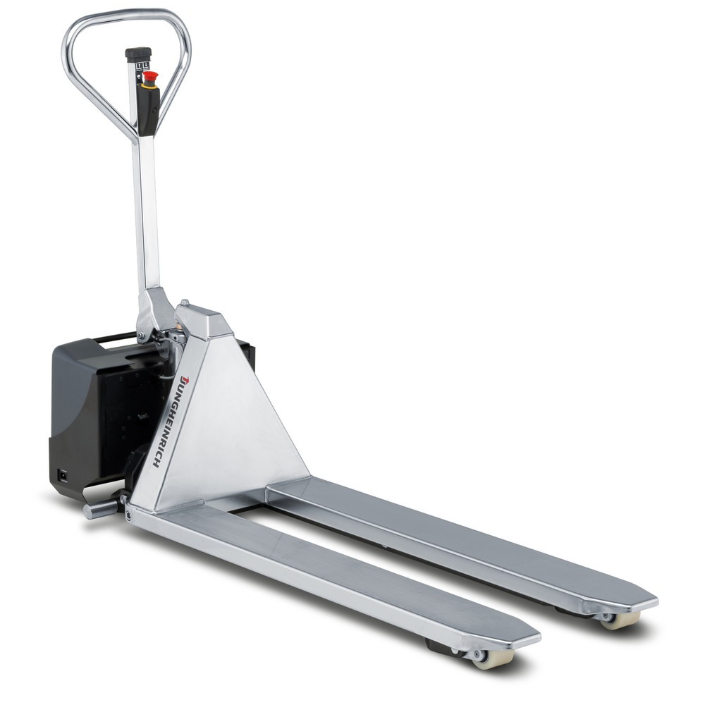 Immagine del prodotto n. 7: Transpallet a pantografo in acciaio inox Jungheinrich AMX I15e, portata 1.500 kg, lunghezza forche 1.200 mm, nylon