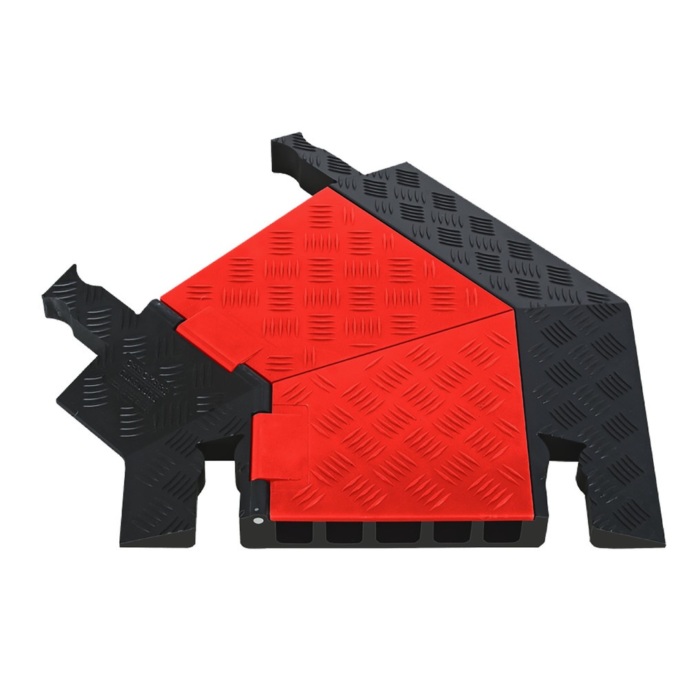 Immagine del prodotto: Justrite® canalina passacavi Guard Dog®, curva a 45° a destra, 5 canali, LxL 620 x 500 mm, nero/arancio