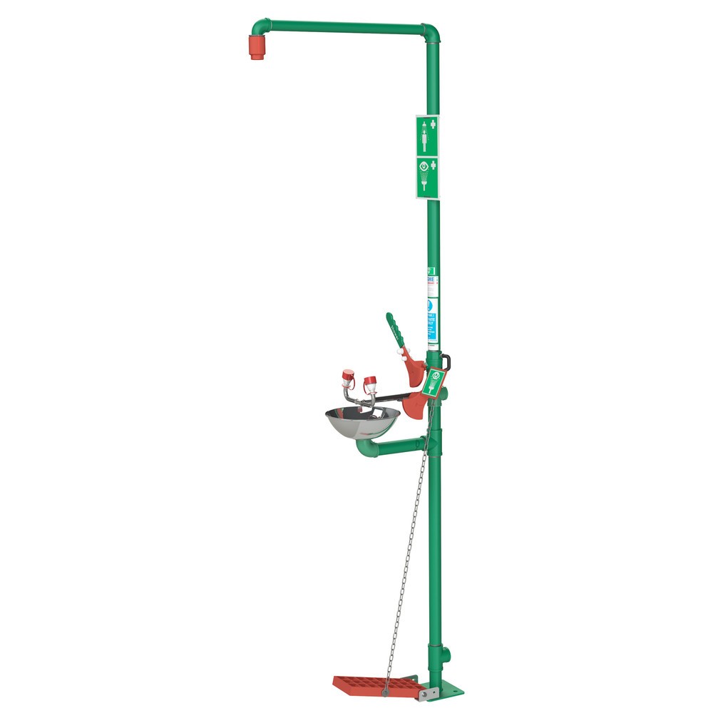 Immagine del prodotto: Justrite® combinazione doccia corpo/occhi SD18G85GD Hughes, autodrenante, modello a colonna, per esterni, acciaio zincato