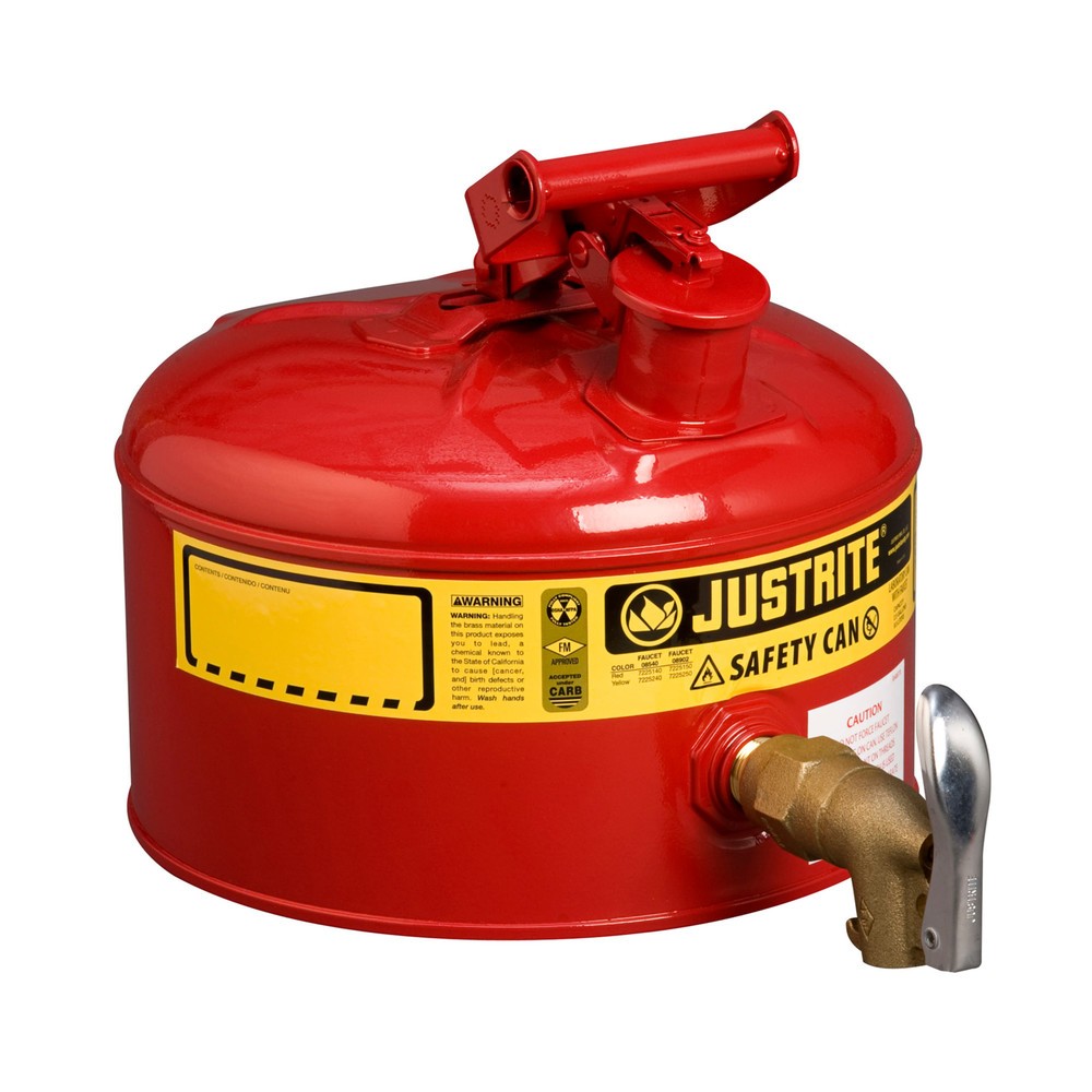 Immagine del prodotto: Justrite Contenitore di dosaggio di sicurezza , rubinetto in ottone 3/4", rosso, 9,5 litri
