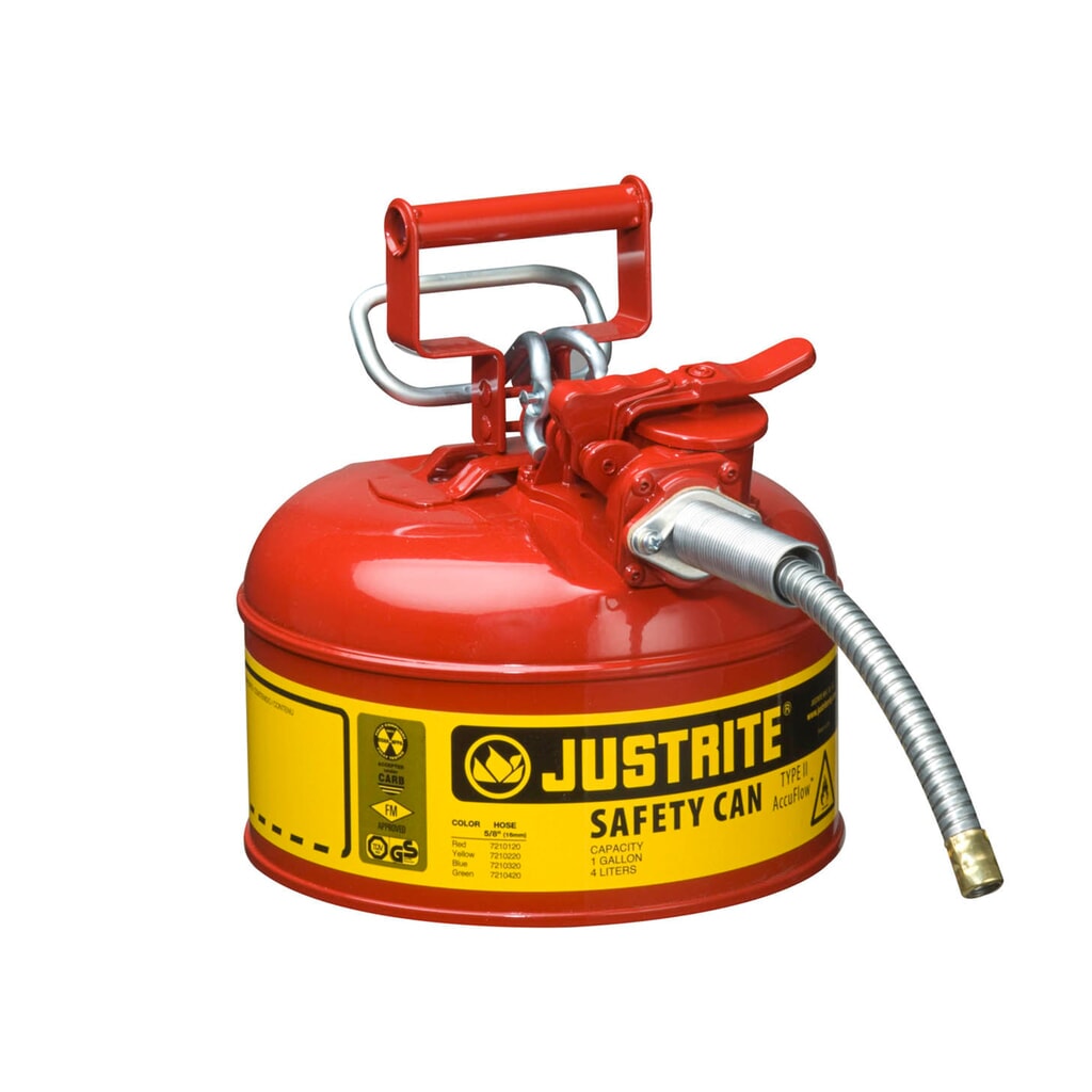 Immagine del prodotto: Justrite Contenitore di sicurezza tipo II AccuFlow™, tubo flessibile metallico, rosso, 4 litri