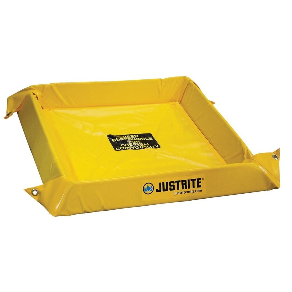 Immagine del prodotto: Justrite Vasca pieghevole in PVC, altezza parete 100 mm, dimensioni interne 1,2 x 1,2 m, capacità 151 l