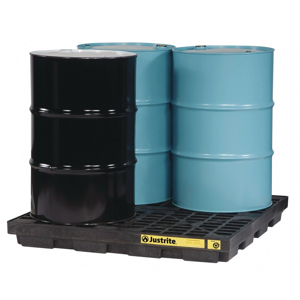 Immagine del prodotto n. 3: Justrite® vasca di raccolta piatta in PE, 4x 200 l, volume di raccolta 185 l, nera