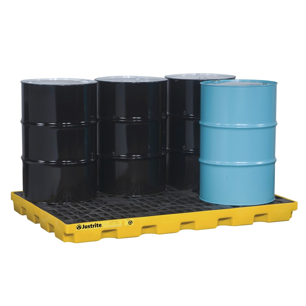 Immagine del prodotto: Justrite® vasca di raccolta piatta in PE, 6x 200 l, volume di raccolta 276 l, gialla