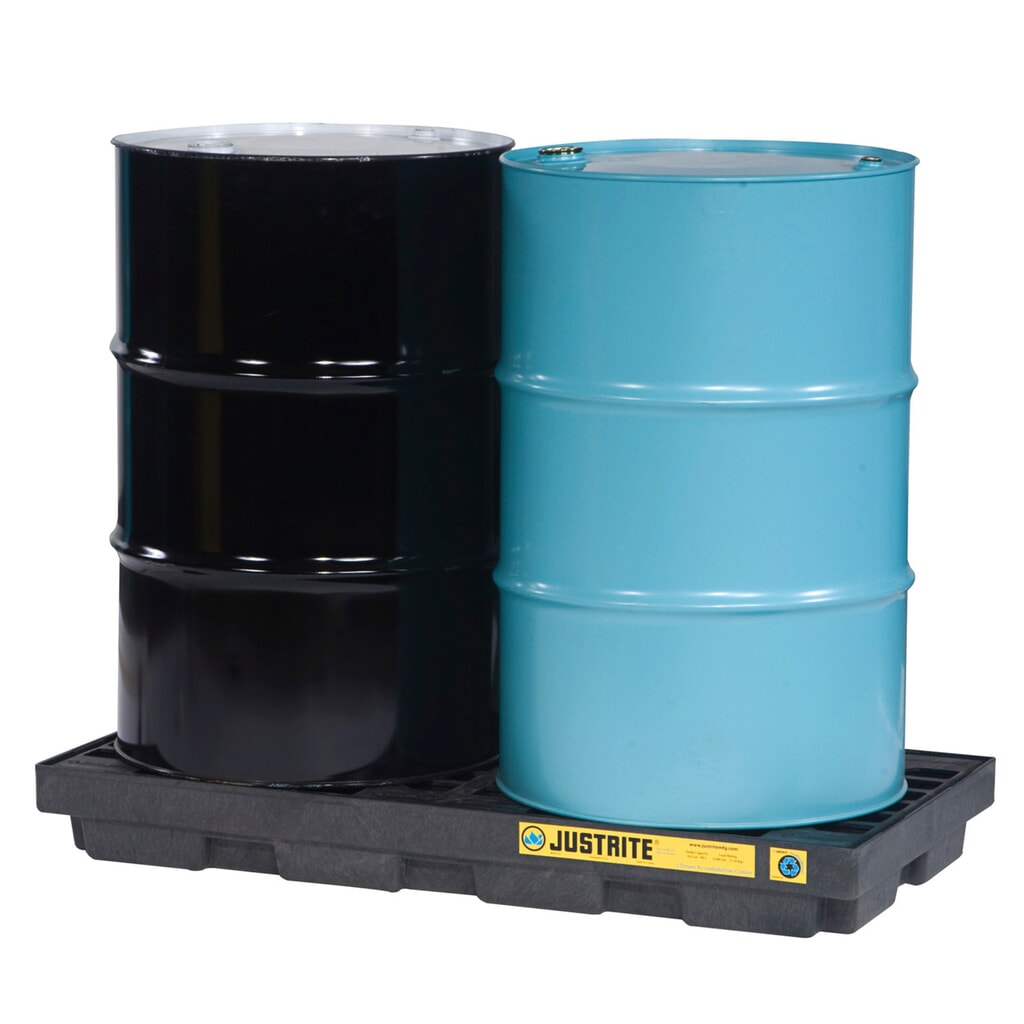 Justrite® vasca di raccolta piatta in PE, 2x 200 l, volume di raccolta 90 l, nera Immagine del prodotto: Justrite® vasca di raccolta piatta in PE, 2x 200 l, volume di raccolta 90 l, nera