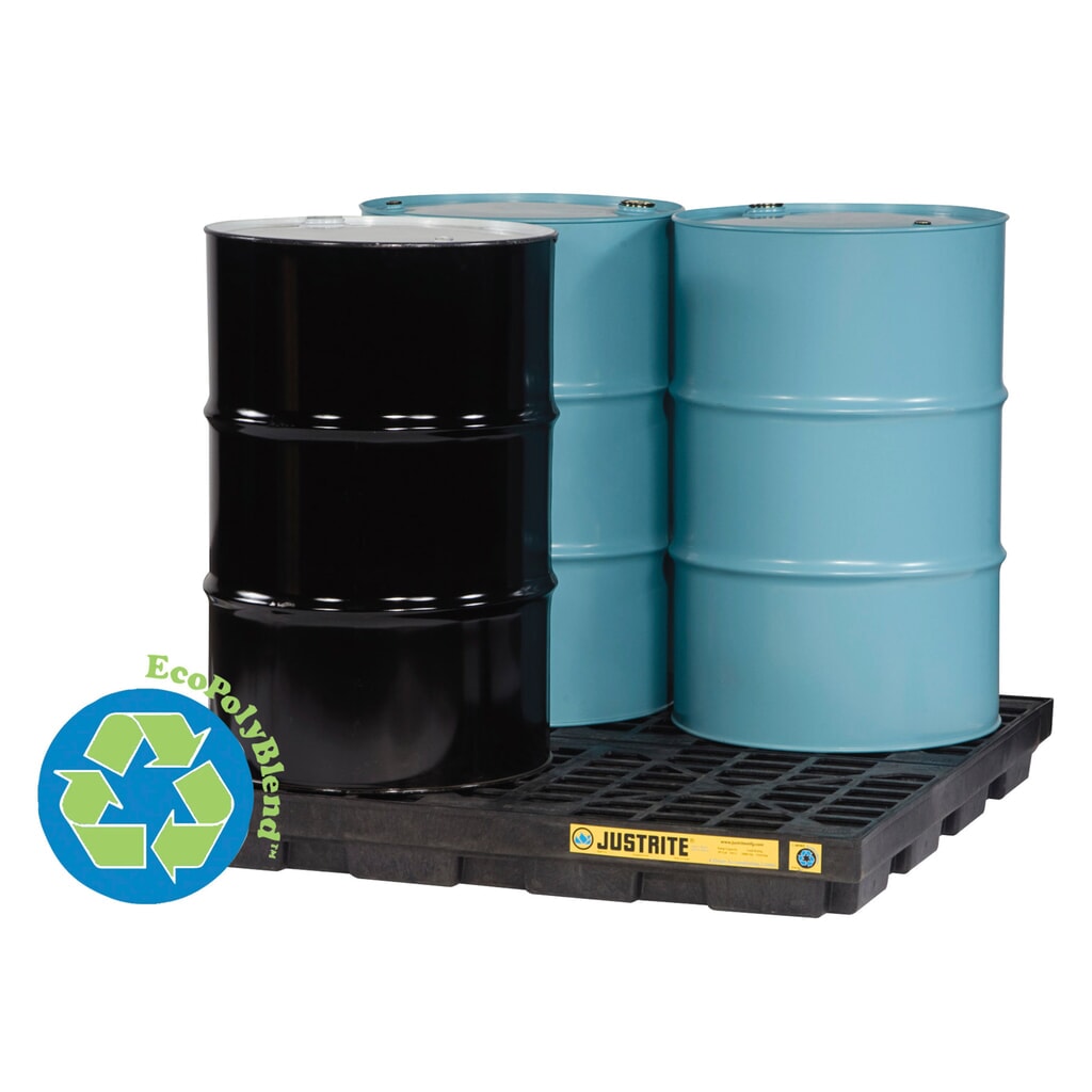 Immagine del prodotto n. 2: Justrite® vasca di raccolta piatta in PE, 4x 200 l, volume di raccolta 185 l, nera