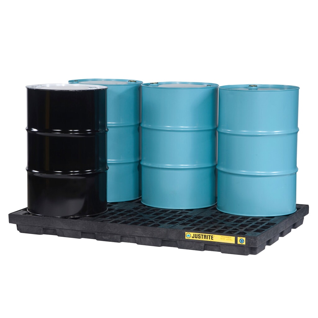 Justrite® vasca di raccolta piatta in PE, 6x 200 l, volume di raccolta 276 l, nera Immagine del prodotto: Justrite® vasca di raccolta piatta in PE, 6x 200 l, volume di raccolta 276 l, nera