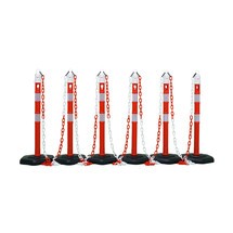 Produktabbildung Nr. 1: Kettenständer-Set Premium, 4 Ständer rot/weiss, 3 Ketten à 3 m