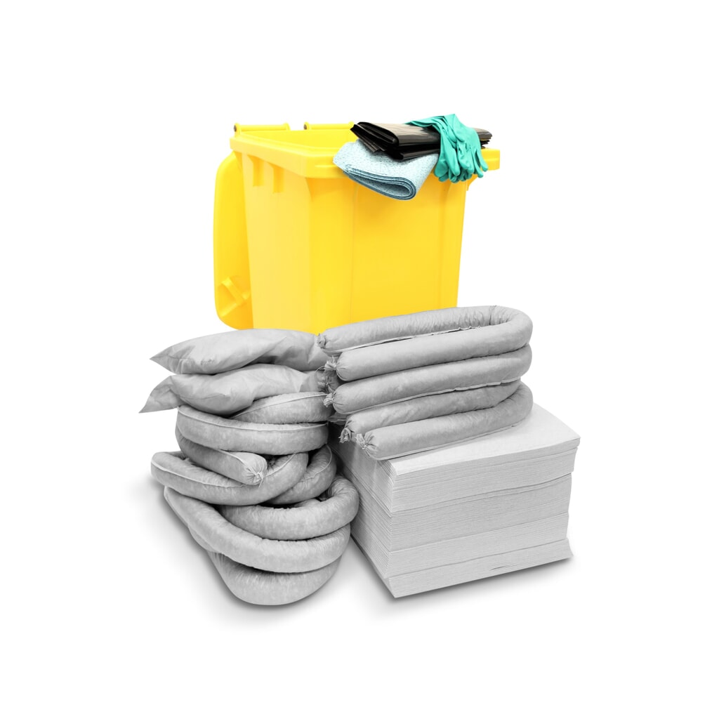 Immagine del prodotto: Kit di emergenza universale, contenitore con ruote, capacità di assorbimento 200 l, grigio