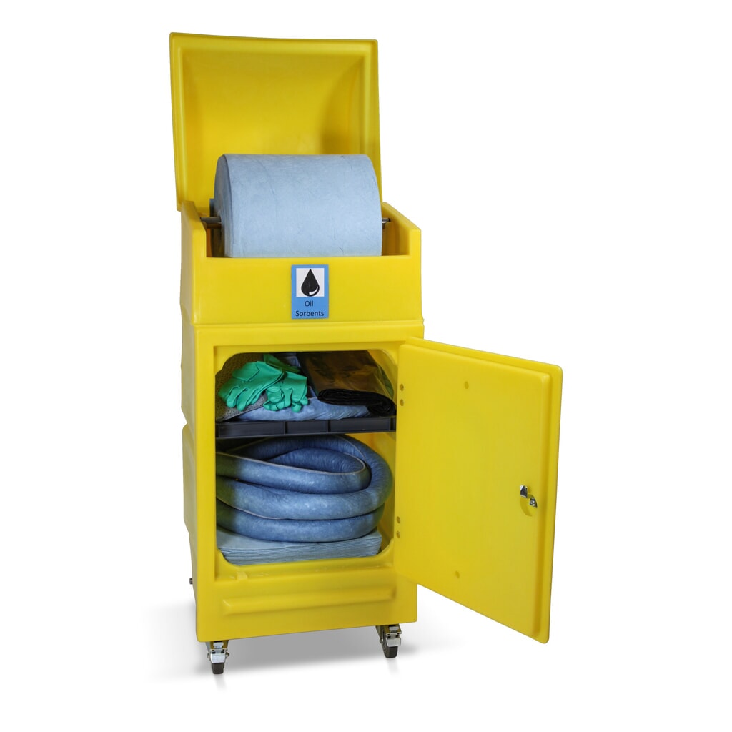 Kit di emergenza olio, contenitore con ruote, capacità di assorbimento 300 l, blu Immagine del prodotto n. 1: Kit di emergenza olio, contenitore con ruote, capacità di assorbimento 300 l, blu