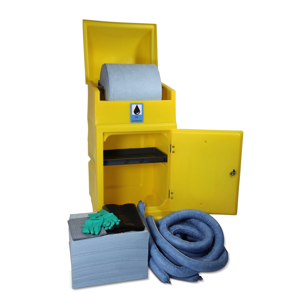 Kit di emergenza olio, contenitore con ruote, capacità di assorbimento 300 l, blu Immagine del prodotto n. 2: Kit di emergenza olio, contenitore con ruote, capacità di assorbimento 300 l, blu