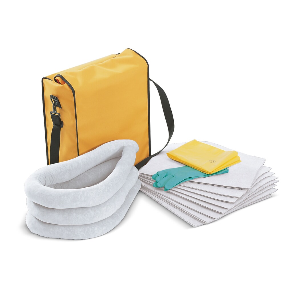 Kit di emergenza in borsa resistente agli agenti atmosferici, oli, capacità di assorbimento 48 l Immagine del prodotto: Kit di emergenza in borsa resistente agli agenti atmosferici, oli, capacità di assorbimento 48 l