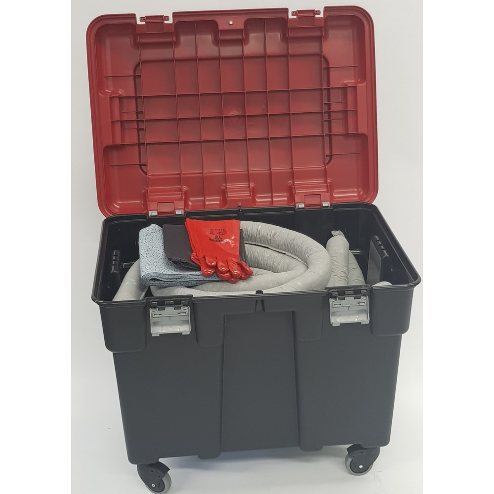 Immagine del prodotto: Kit di emergenza universale in contenitore con ruote, capacità di assorbimento 150 l, grigio