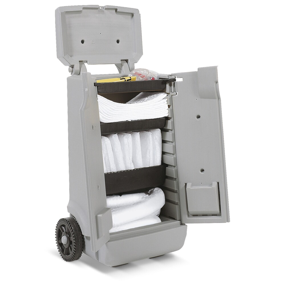 Kit di ricarica per kit di emergenza in carrello di trasporto, oli, capacità di assorbimento 45 l Immagine del prodotto: Kit di ricarica per kit di emergenza in carrello di trasporto, oli, capacità di assorbimento 45 l