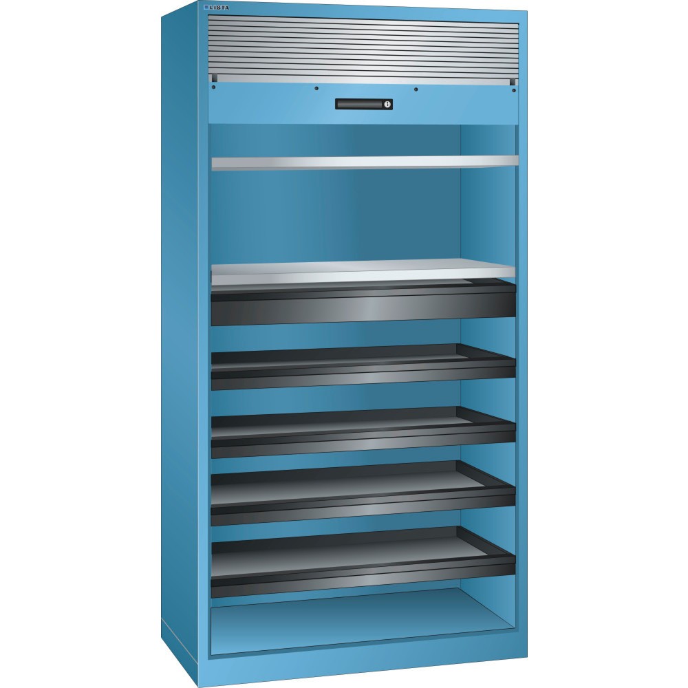 Immagine del prodotto: LISTA Armadio a serranda, (LxPxH) 1000x580x1950mm, 4 vani estraibili, 2 ripiani regolabili, celeste