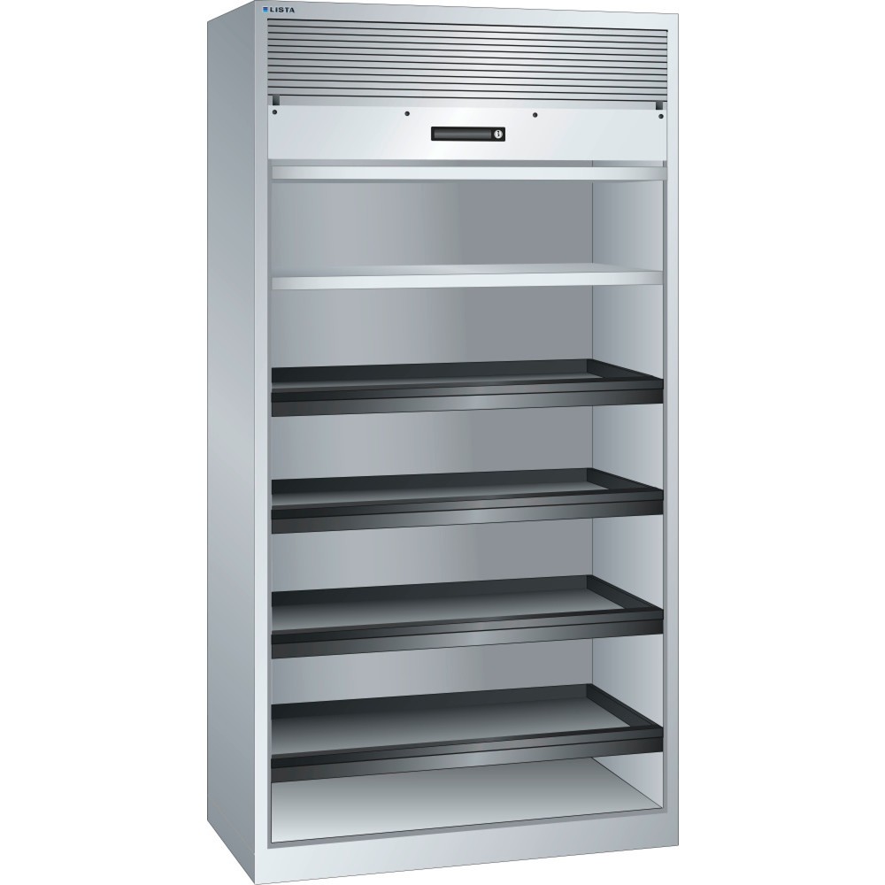 Immagine del prodotto: LISTA Armadio a serranda, (LxPxH) 1000x580x1950mm, 4 vani estraibili, 2 ripiani regolabili, grigio chiaro
