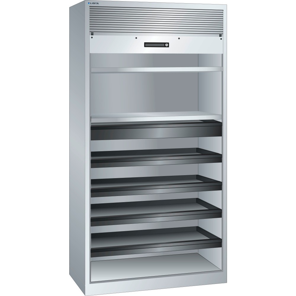 Immagine del prodotto: LISTA Armadio a serranda, (LxPxH) 1000x580x1950mm, 4 vani estraibili, 2 ripiani regolabili, grigio chiaro