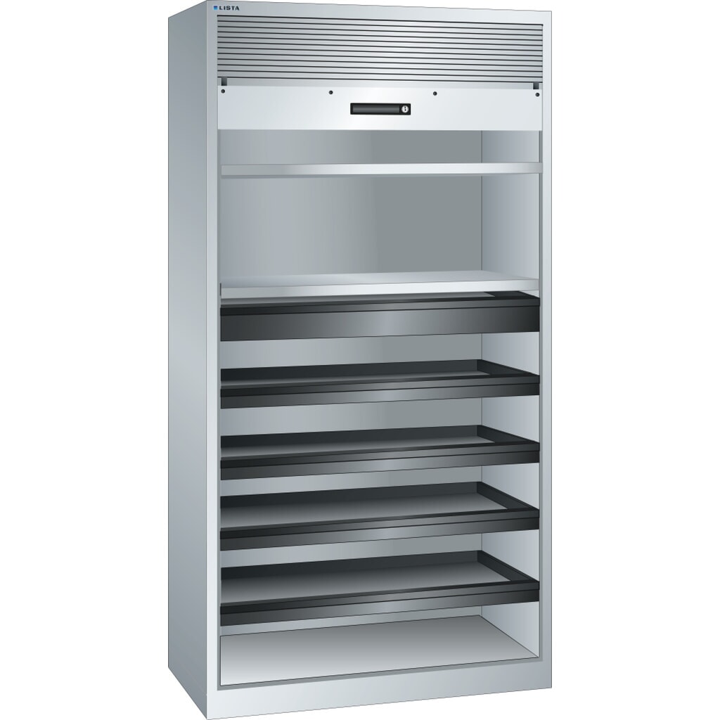 Immagine del prodotto: LISTA Armadio a serranda, (LxPxH) 1000x580x1950mm, 4 vani estraibili, 2 ripiani regolabili, grigio chiaro