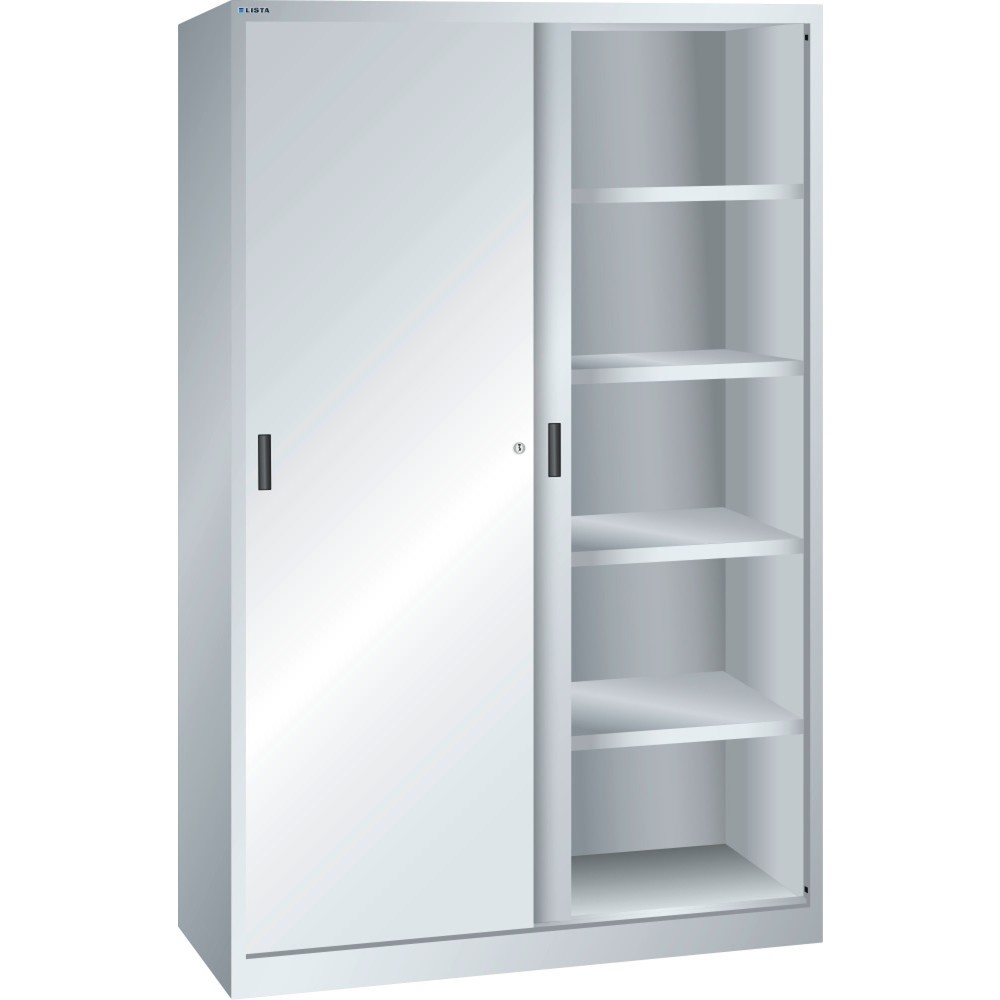 Immagine del prodotto: LISTA Armadio ad ante scorrevoli, (LxPxH) 1000x580x1950mm, 4 ripiani regolabili, grigio chiaro