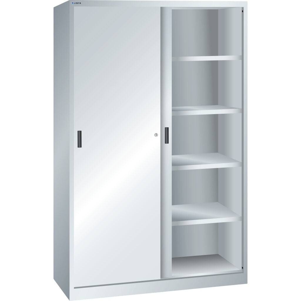 LISTA Armadio ad ante scorrevoli, (LxPxH) 1000x580x1950mm, 4 ripiani regolabili, grigio chiaro Immagine del prodotto: LISTA Armadio ad ante scorrevoli, (LxPxH) 1000x580x1950mm, 4 ripiani regolabili, grigio chiaro