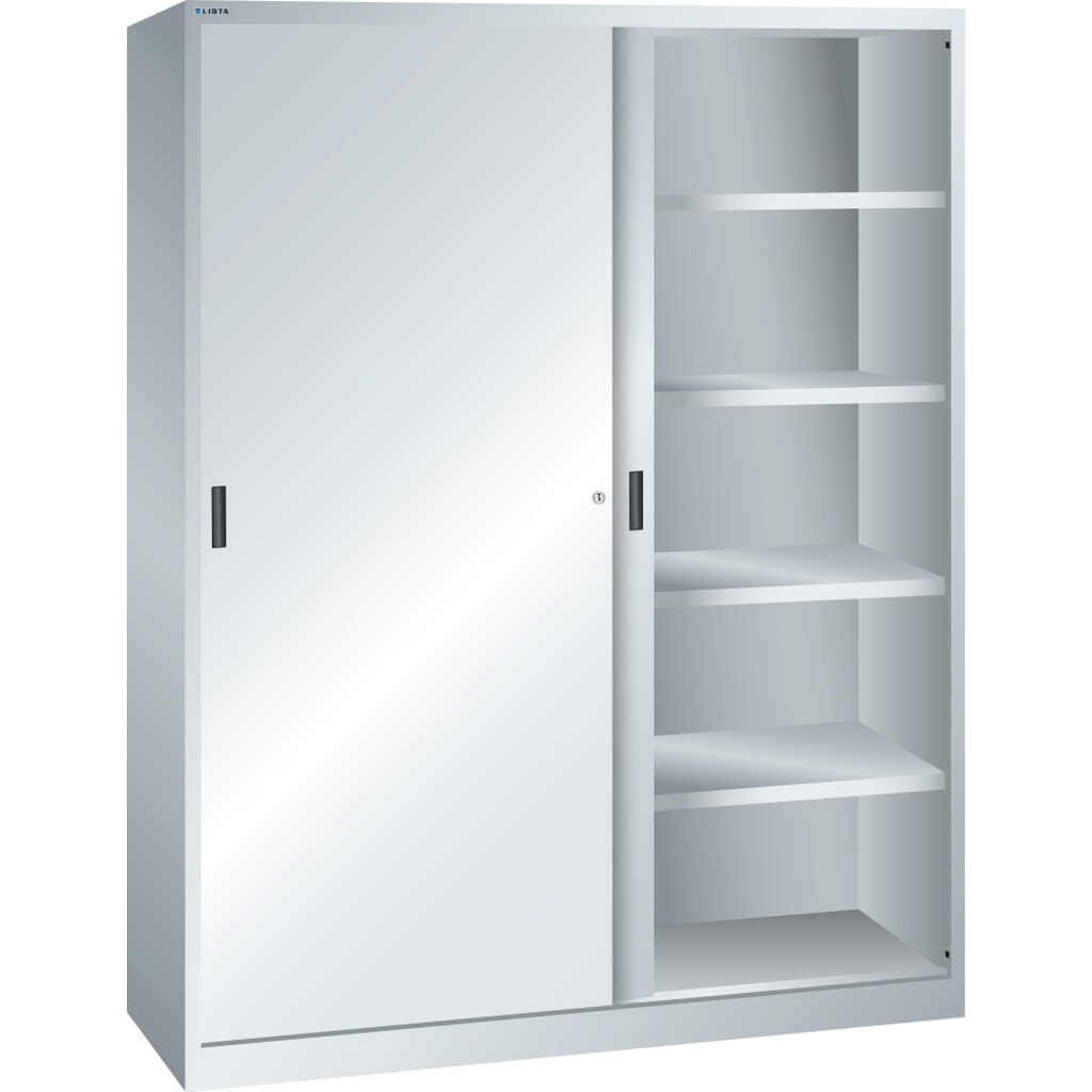 Immagine del prodotto: LISTA Armadio ad ante scorrevoli, (LxPxH) 1500x400x1950mm, 8 ripiani regolabili, grigio chiaro