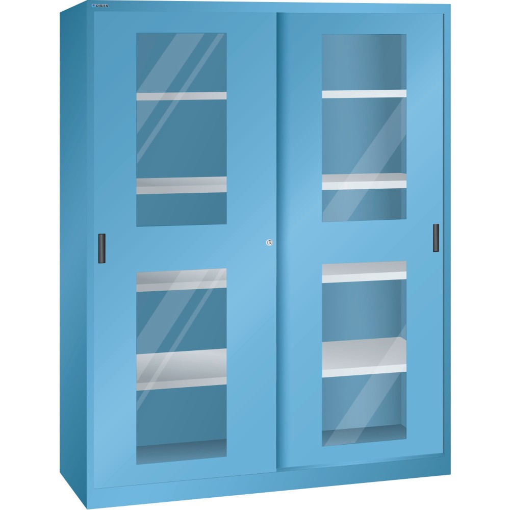 Immagine del prodotto: LISTA Armadio ad ante scorrevoli, (LxPxH) 1500x400x1950mm, 8 ripiani regolabili, finestra di ispezione, profondità 400 mm, celeste