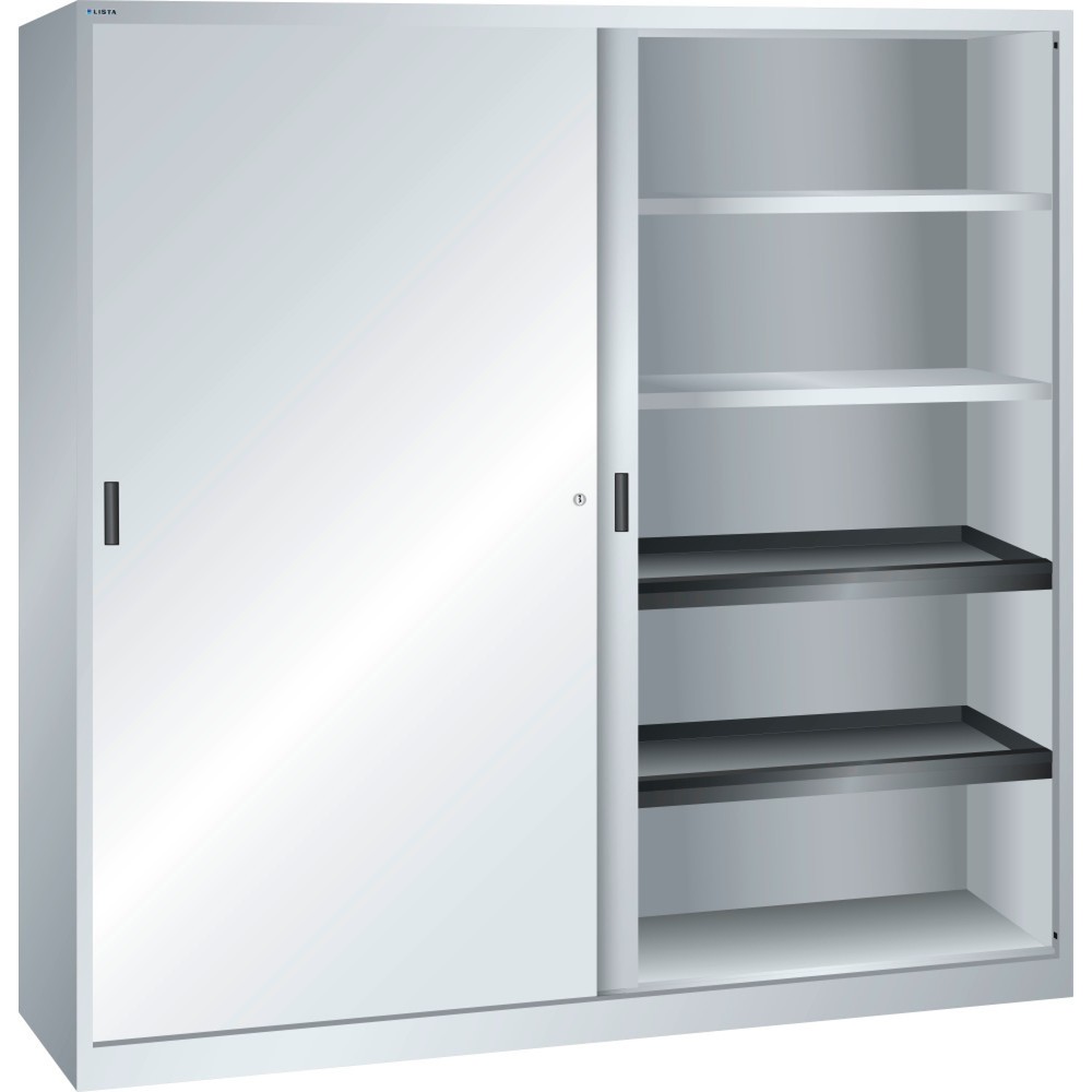 Immagine del prodotto: LISTA Armadio ad ante scorrevoli, (LxPxH) 2000x580x1950mm, 4 vani estraibili, 4 ripiani regolabili, grigio chiaro