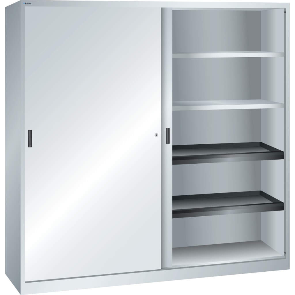 Immagine del prodotto: LISTA Armadio ad ante scorrevoli, (LxPxH) 2000x580x1950mm, 4 vani estraibili, 4 ripiani regolabili, grigio chiaro