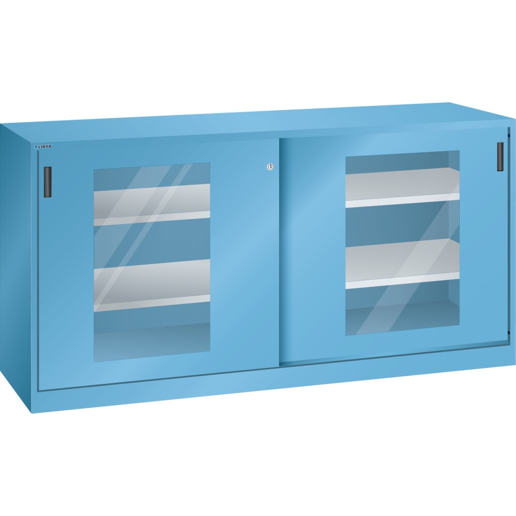LISTA Armadio complementare con porte scorrevoli, (LxH) 2000x1000mm, 4 ripiani regolabili, finestra di ispezione, profondità 400 mm, celeste Immagine del prodotto: LISTA Armadio complementare con porte scorrevoli, (LxH) 2000x1000mm, 4 ripiani regolabili, finestra di ispezione, profondità 400 mm, celeste