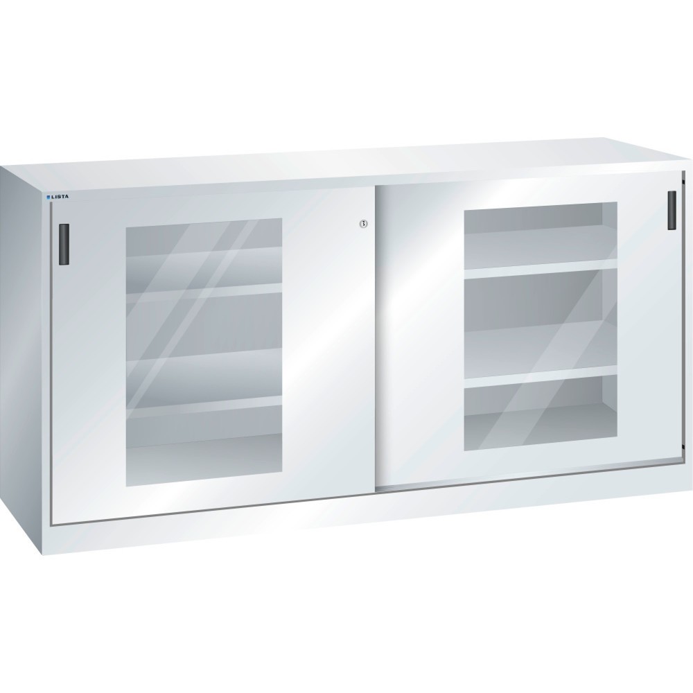 Immagine del prodotto: LISTA Armadio complementare con porte scorrevoli, (LxH) 2000x1000mm, 4 ripiani regolabili, finestra di ispezione, profondità 400 mm, grigio chiaro