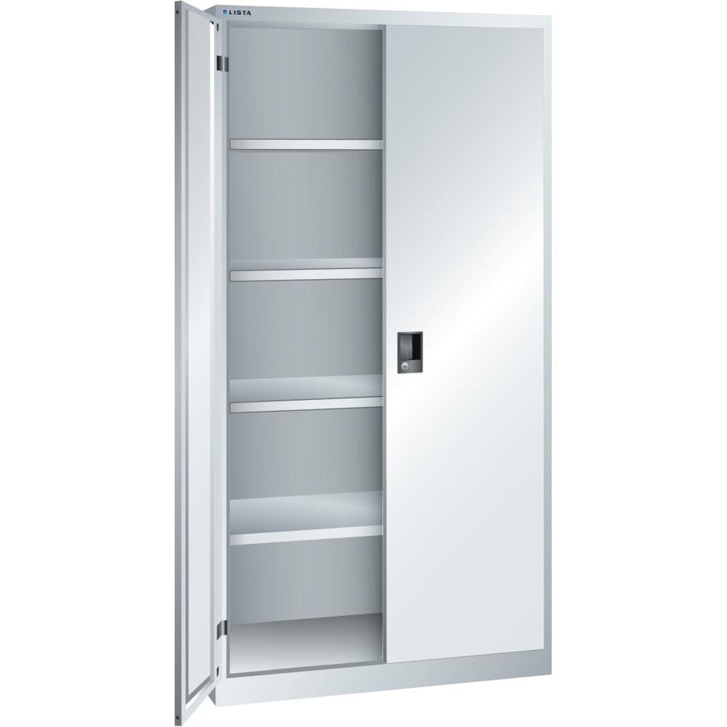 LISTA Armadio con ante battenti, (LxPxH) 1000x500x1950 mm, 4 ripiani regolabili, grigio chiaro, RFID Lock