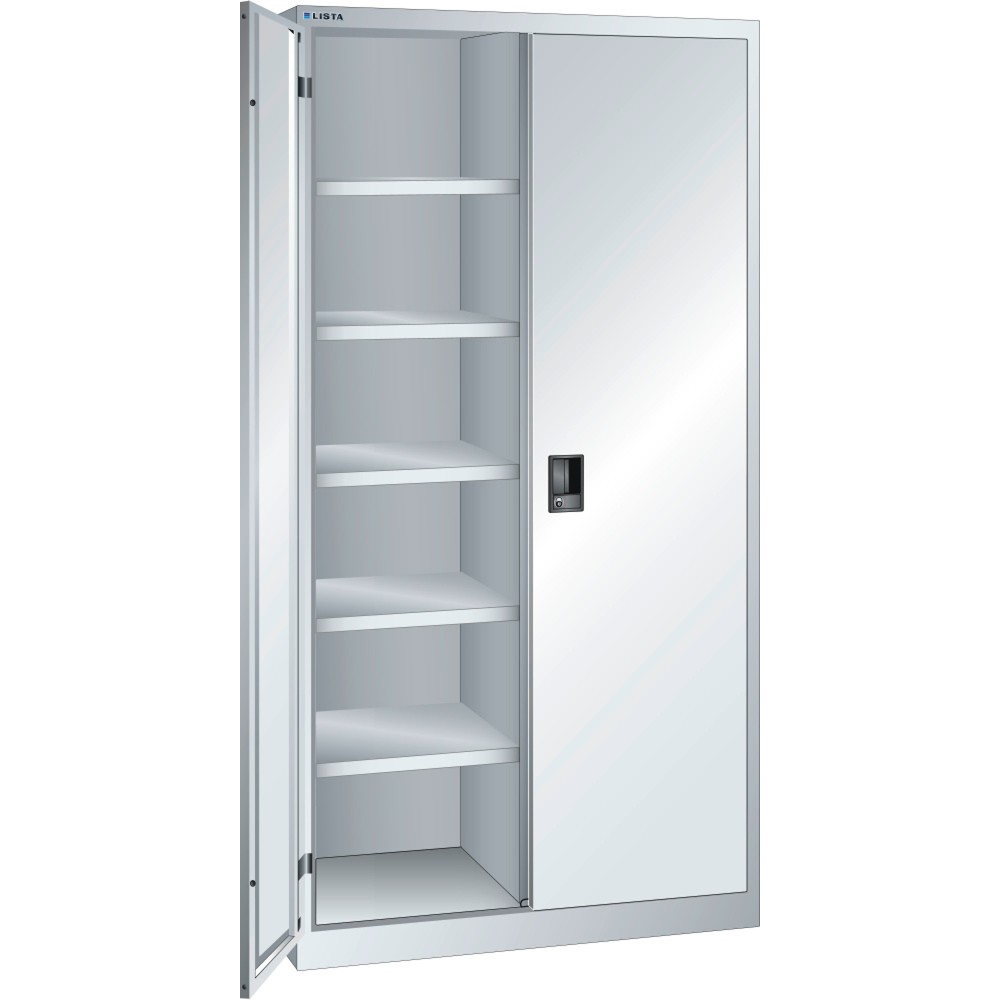 Immagine del prodotto: LISTA Armadio con ante battenti, (LxPxH) 1000x500x1950mm, 10 ripiani regolabili, grigio chiaro, KEY Lock