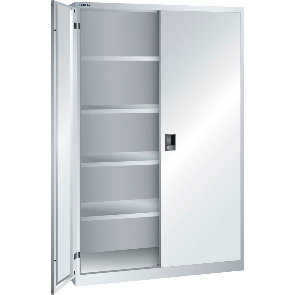 Immagine del prodotto: LISTA Armadio con ante battenti, (LxPxH) 1250x580x1950mm, 4 ripiani regolabili, grigio chiaro, KEY Lock