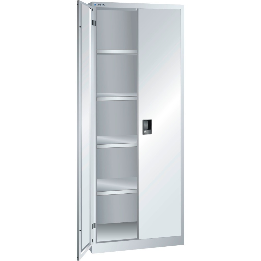 Immagine del prodotto: LISTA Armadio con ante battenti, (LxPxH) 750x580x1950mm, 4 ripiani regolabili, grigio chiaro, KEY Lock