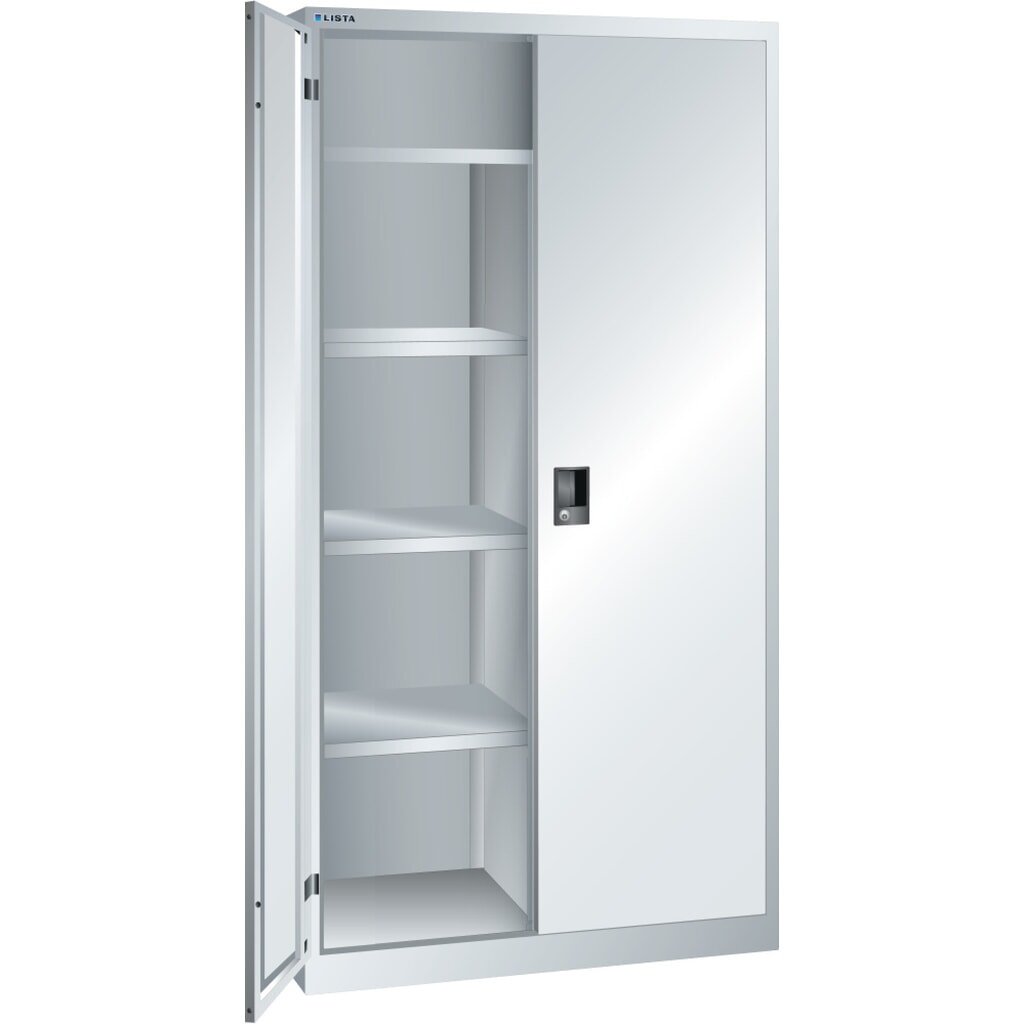 LISTA Armadio guardaroba e per biancheria, (LxPxH) 1000x500x1950 mm, 4 ripiani regolabili, grigio chiaro, CODE Lock